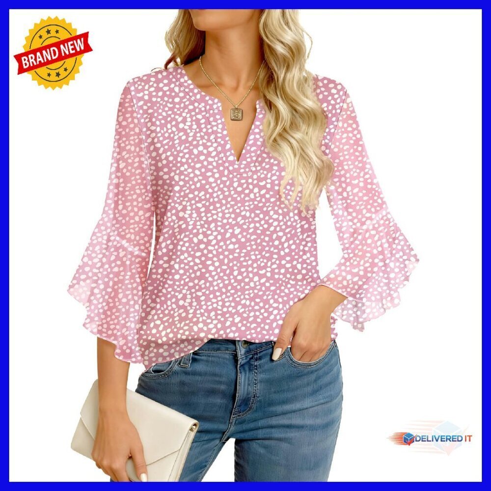 Women's 3/4 Sleeve Blouse Lightweight Business Casual Office Shirt